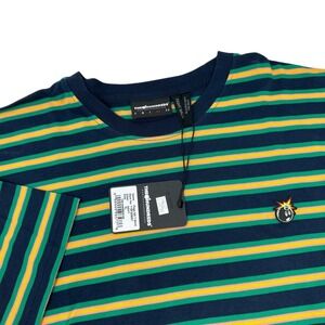 THE HUNDREDS NWT Deadstock Navy Green Yellow Pink Striped Page SS T-Shirt XL